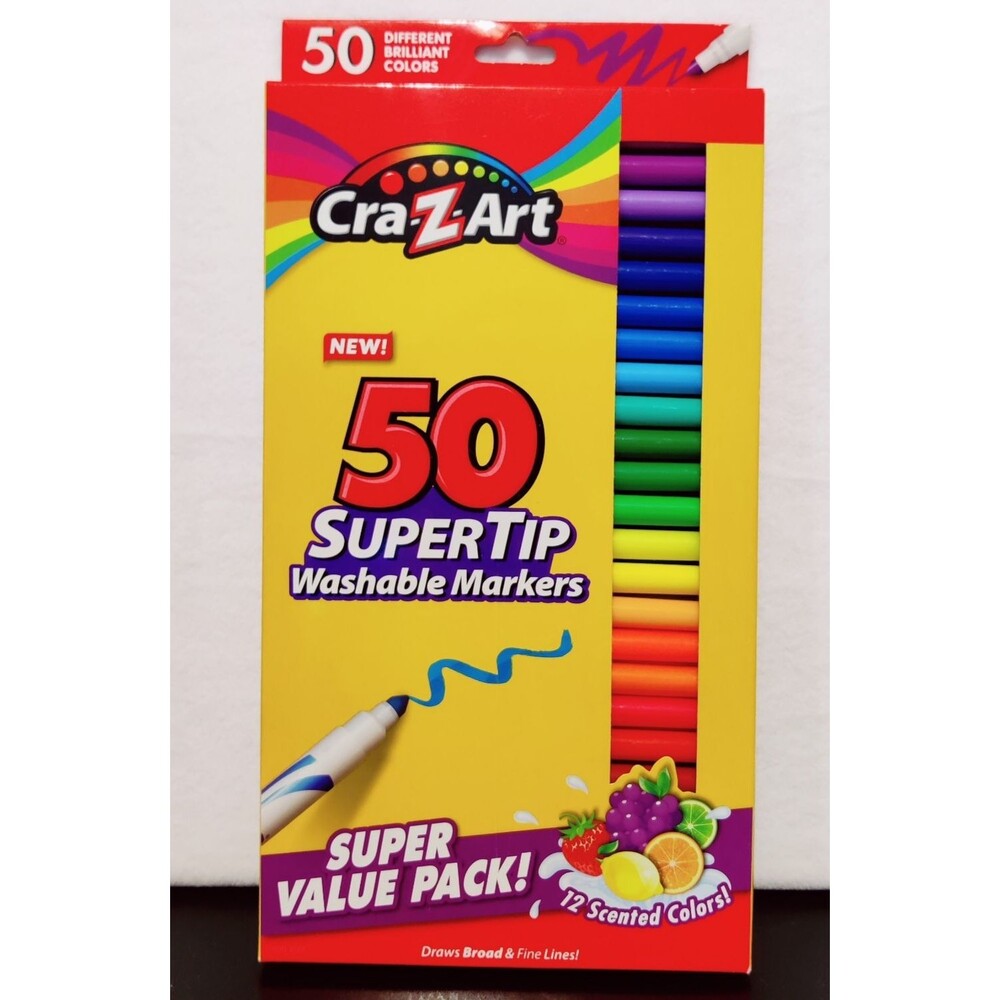 Cra-Z-Art Super Tip-50 Washable Scented Markers in Vibrant Bright Colors. NEW